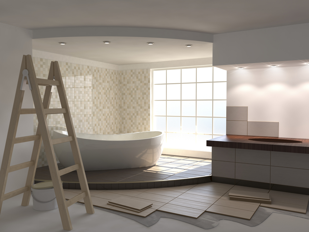 Bathroom repair, illustration 3D